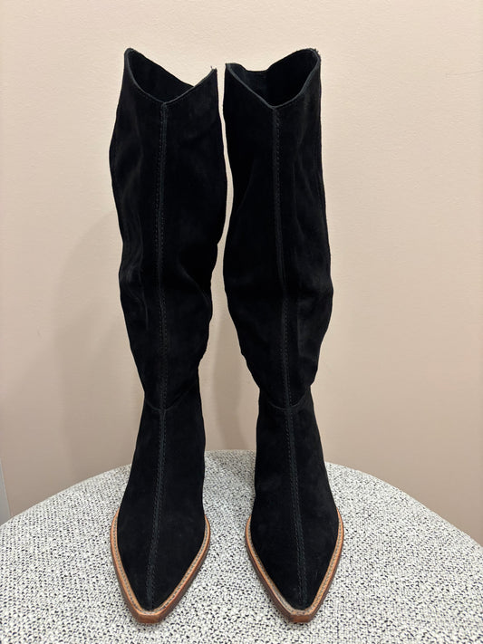 Free People - Sway Low Slouch Boot - Black Suede