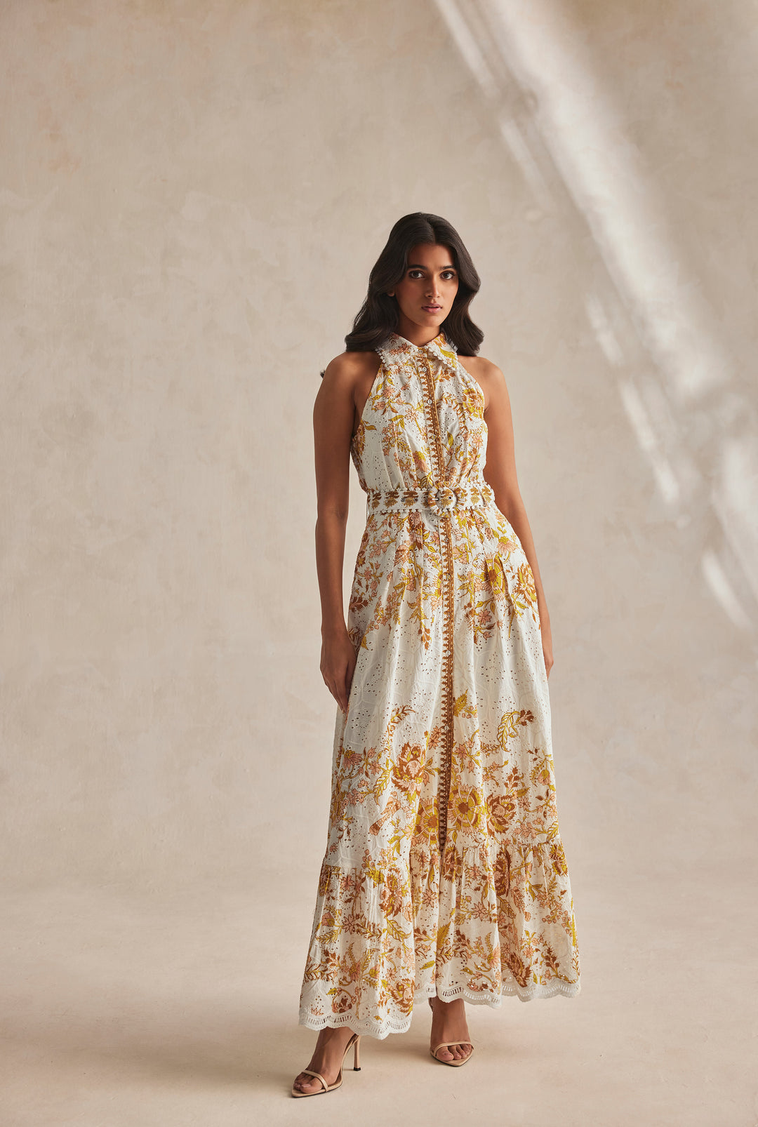 hemant and nandita long dress with buckle belt Long Dress With Buckle Belt
