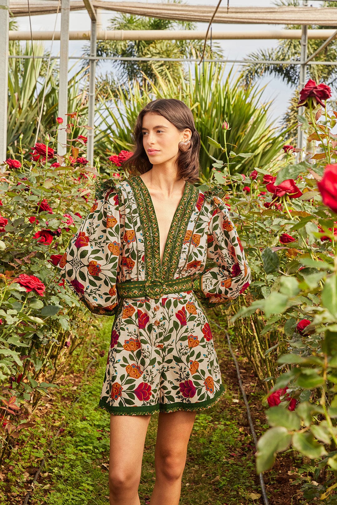 FARM Rio - Garden Tapestry Sand Romper