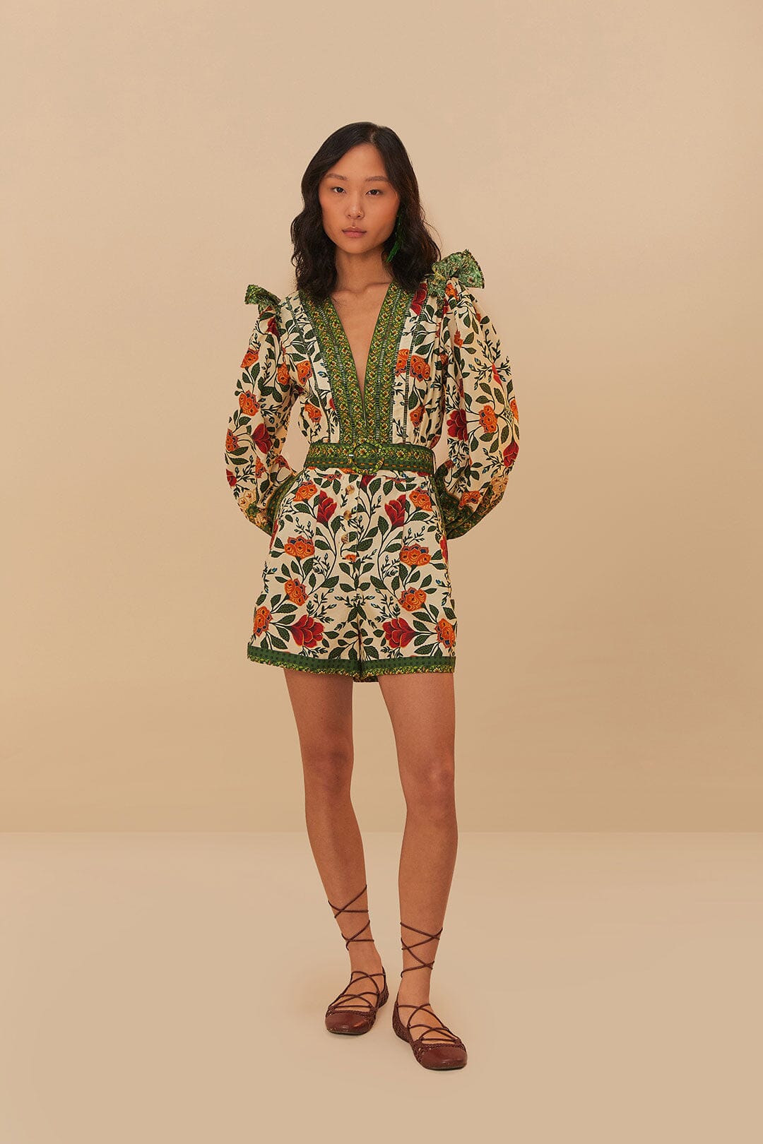 FARM Rio - Garden Tapestry Sand Romper