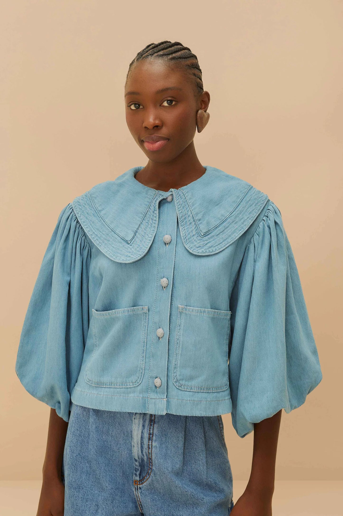 FARM Rio - Denim Notched Lapel Shirt