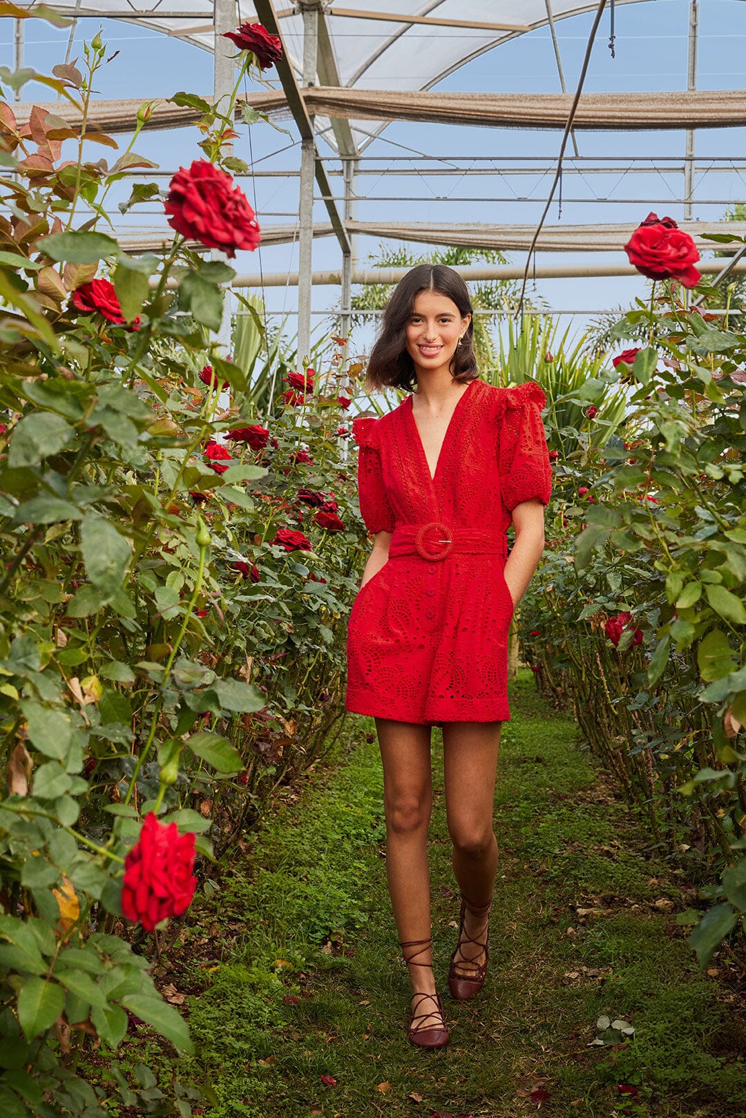 FARM Rio - Red Eyelet Romper