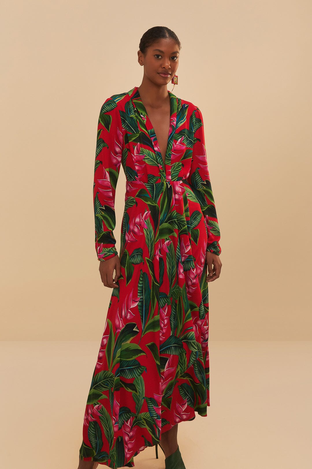 FARM Rio - Dream Garden Red Maxi Dress