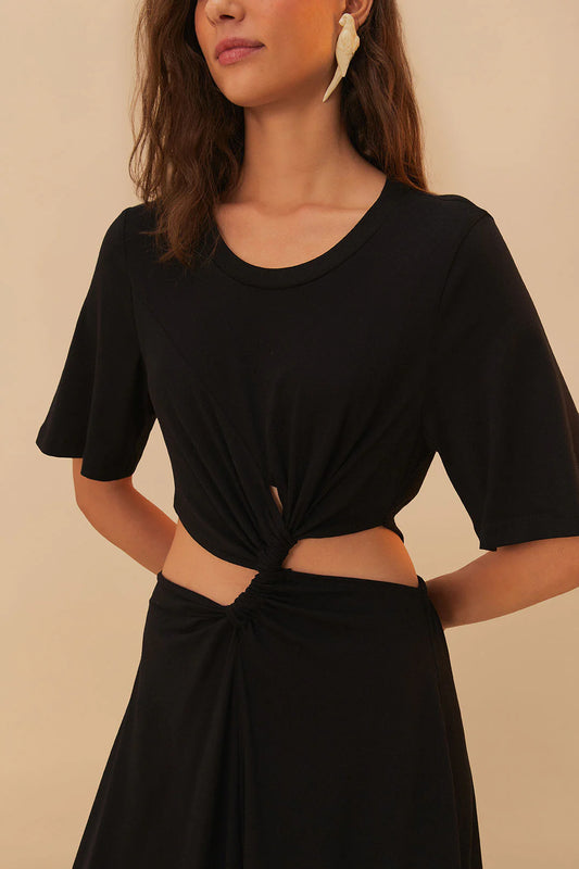 FARM Rio - Black Short sleeve Midi Dress