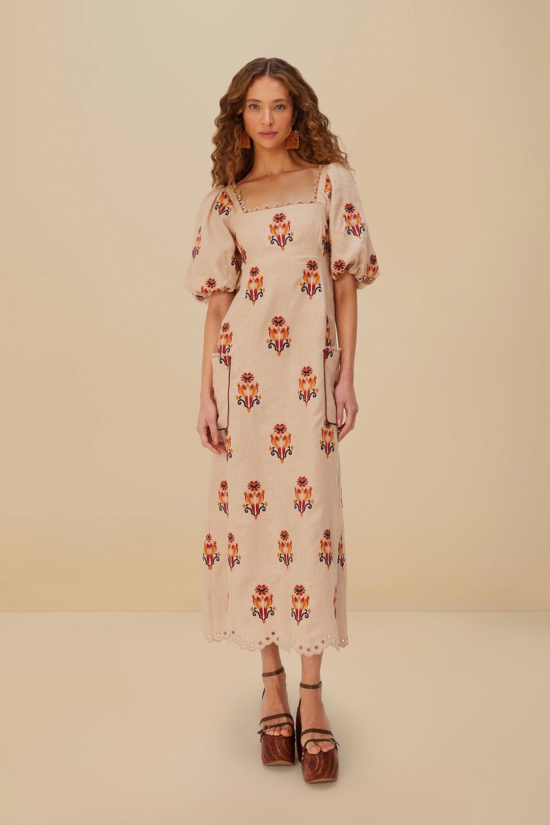 FARM Rio - Rose Embroidered Macaw Maxi Dress