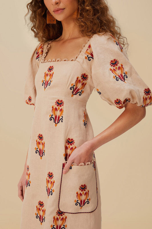 FARM Rio - Rose Embroidered Macaw Maxi Dress