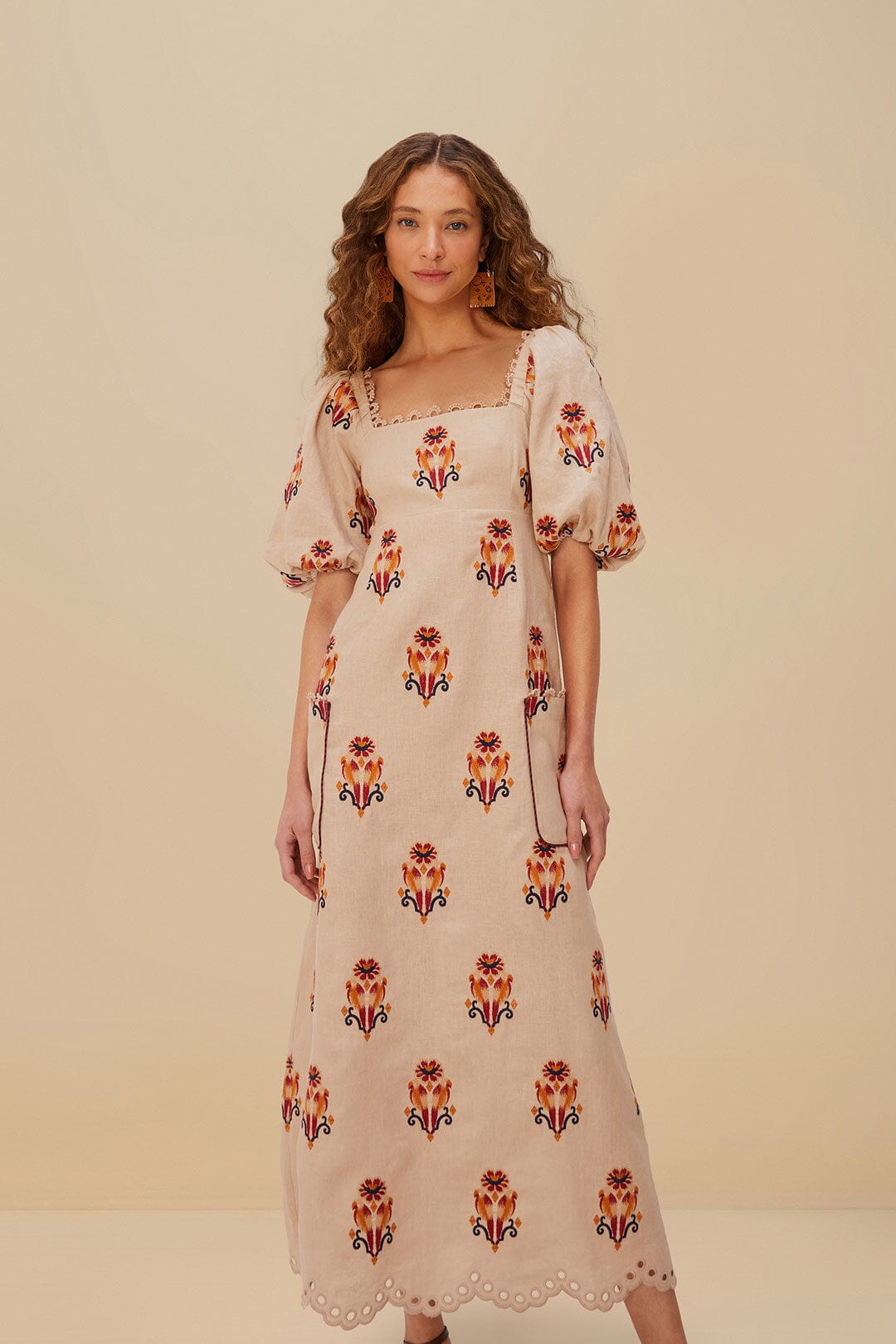 FARM Rio - Rose Embroidered Macaw Maxi Dress