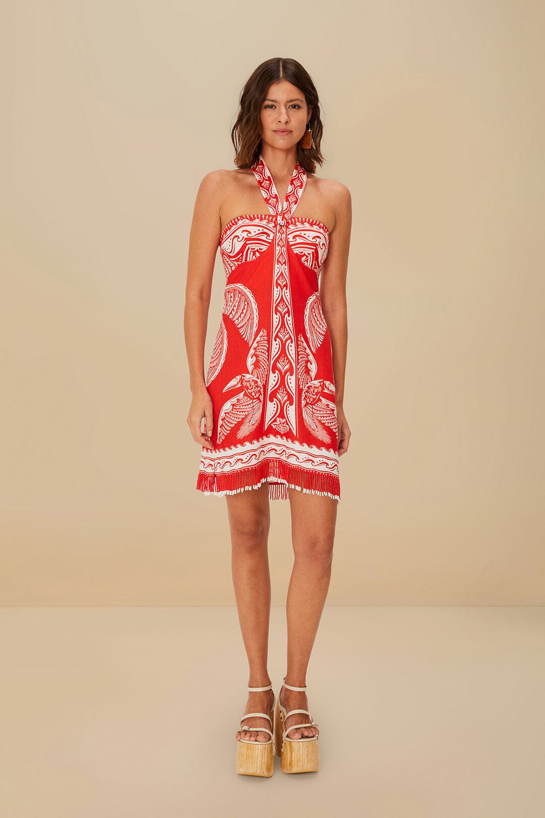 FARM Rio - Majestic Coconut Tree Red Mini Dress