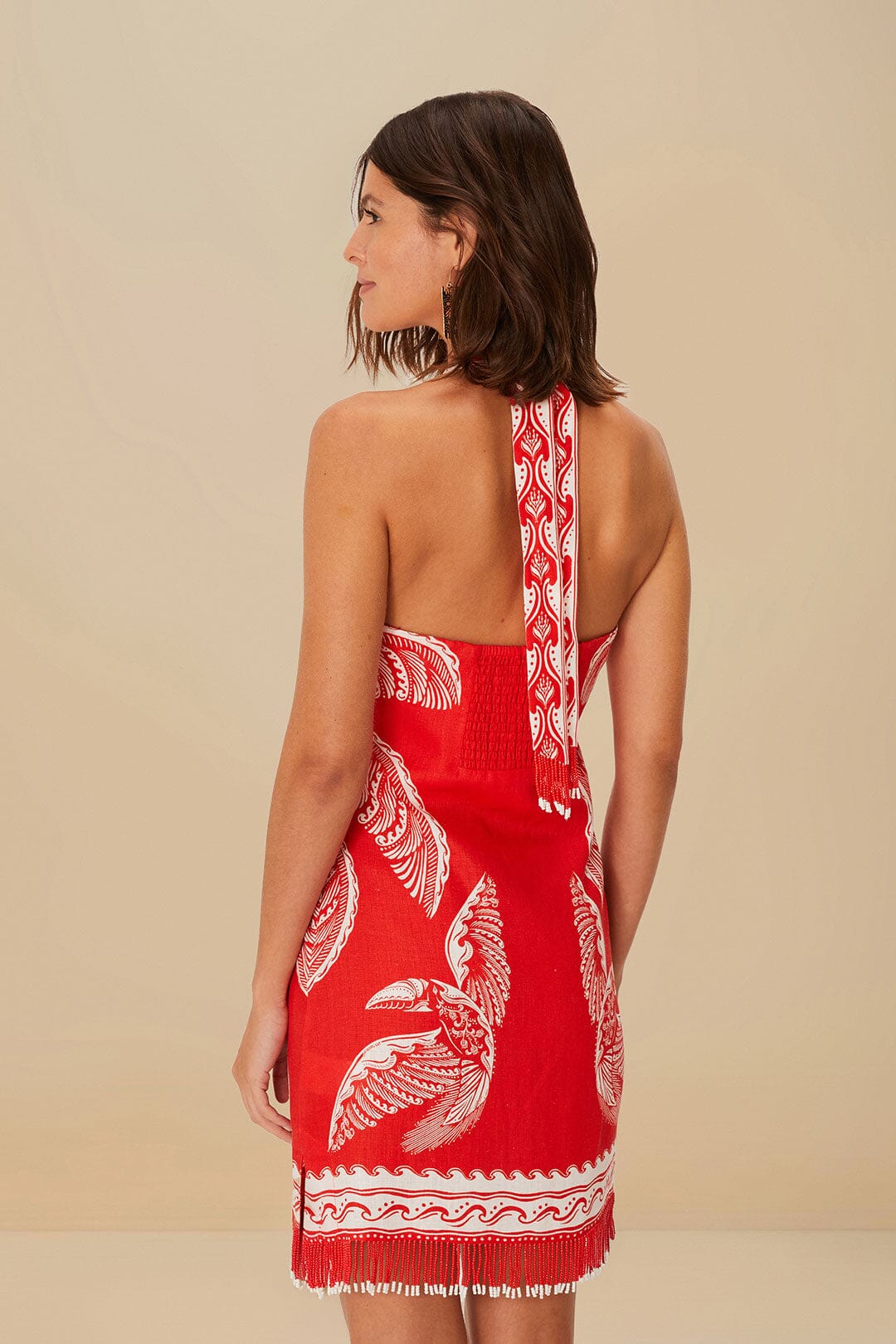 FARM Rio - Majestic Coconut Tree Red Mini Dress