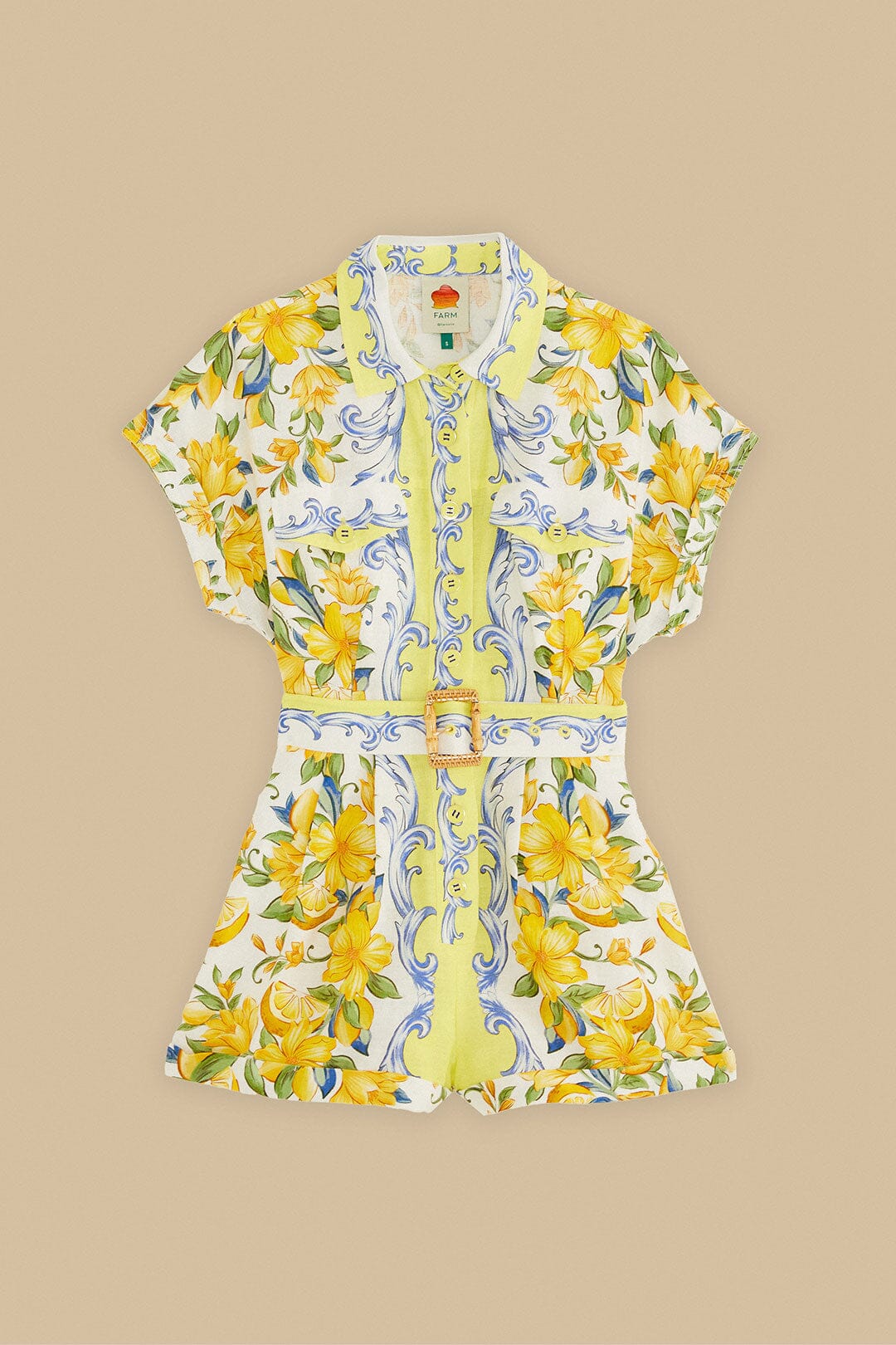 FARM Rio - Sicily Scarf Off-White Romper