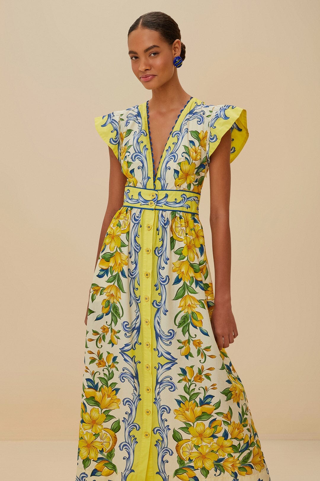 FARM Rio - Sicily Scarf Off-White Maxi Dress