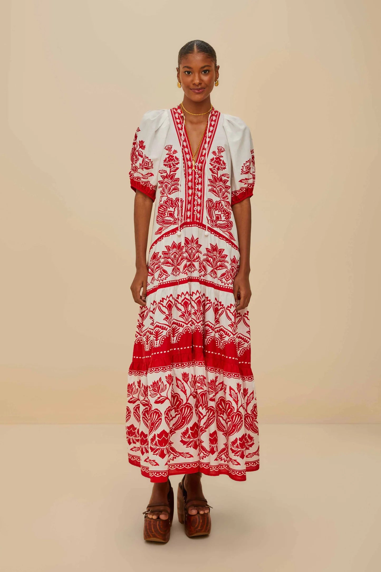 FARM Rio - Boho Garden Off-White Midi Dress