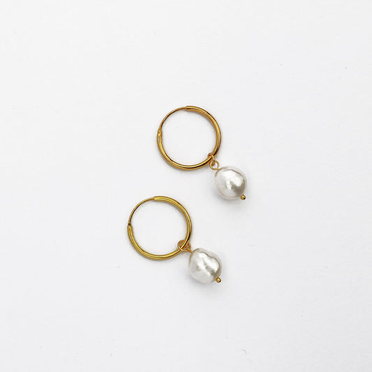 Au Naturale - Pearl Drop Hoops