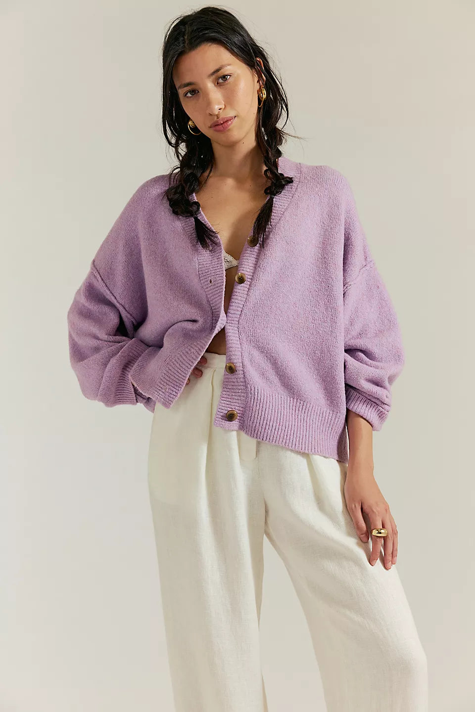 Free People - Cool of the Night Cardi - Lilac
