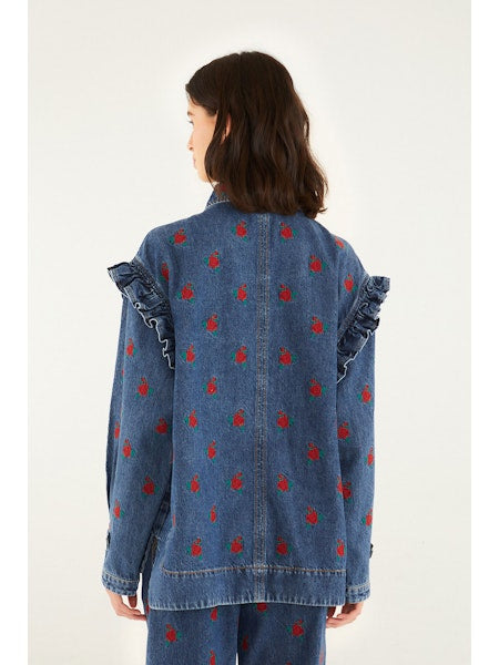 FARM Rio - Flower Embroidered Denim Shirt