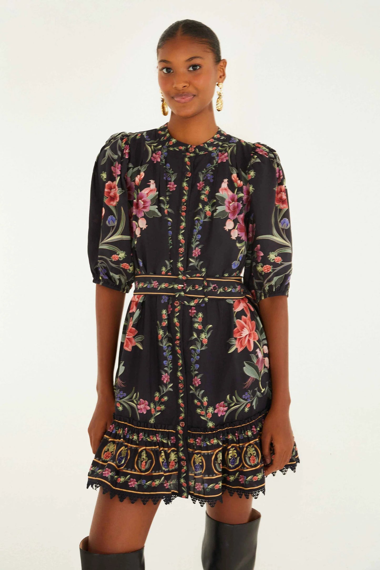 FARM Rio - Belle Garden Black Mini Dress