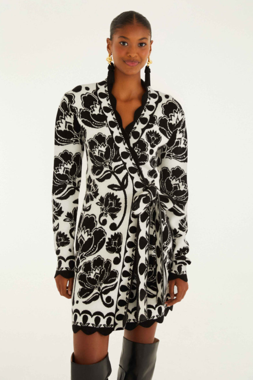 FARM Rio - Floral Arabesque Knit Wrap Dress