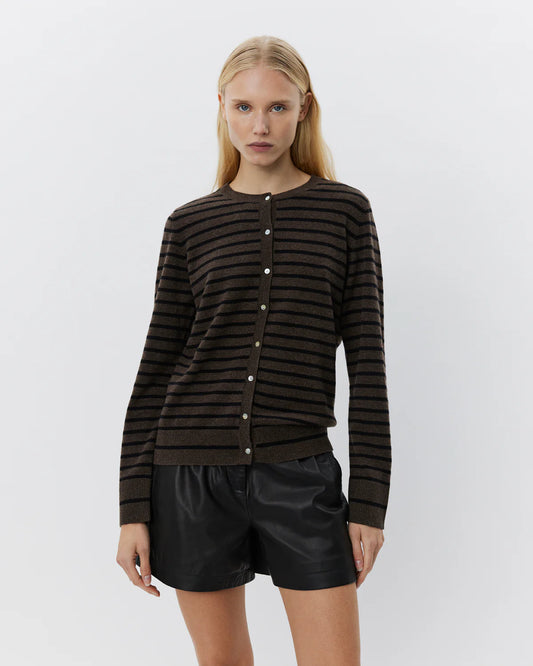 Sofie Schnoor - Cissesw Stripe Cardigan - Dark Brown