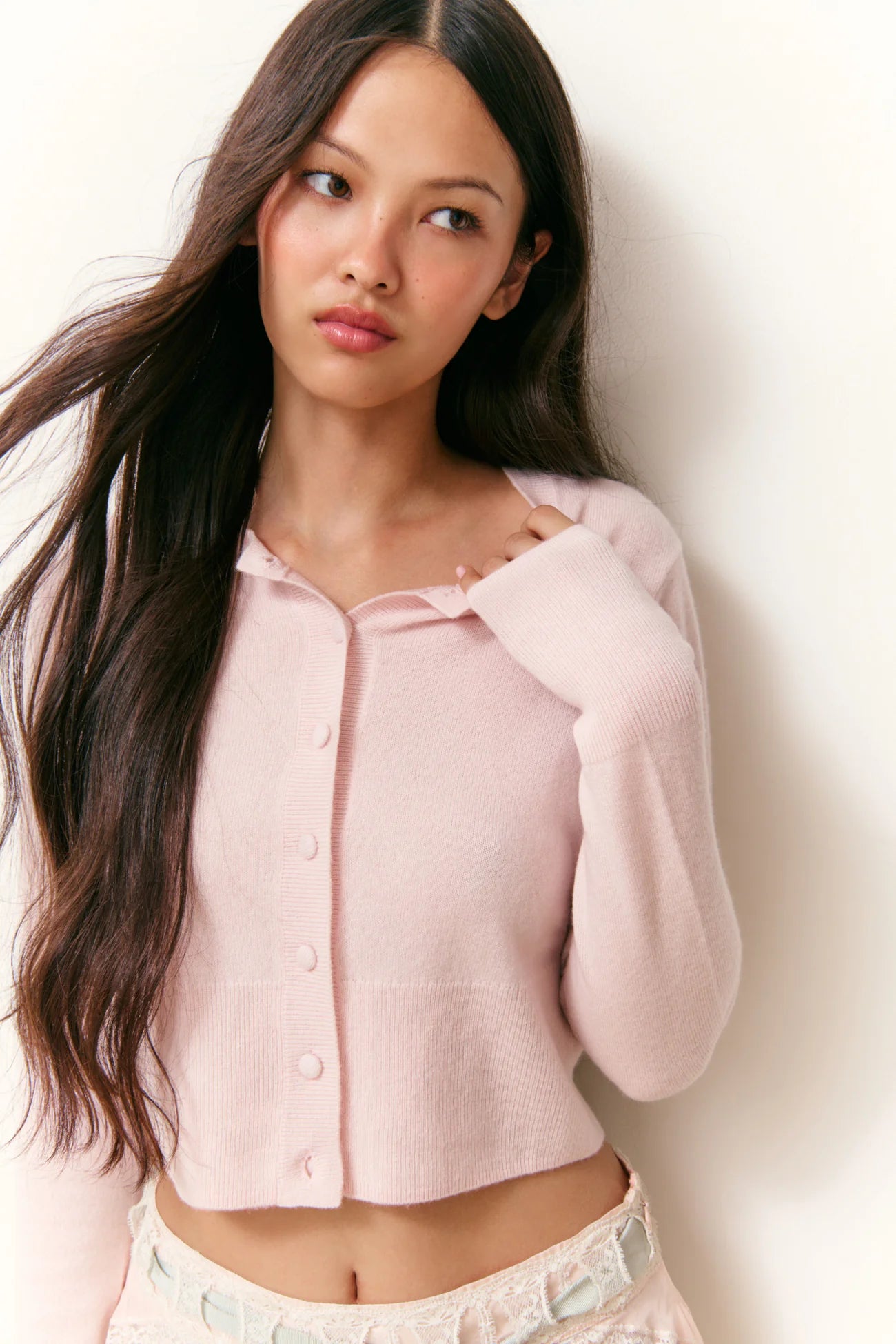 LOVESHACKFANCY - Adeanne Cardigan - Pale Pink