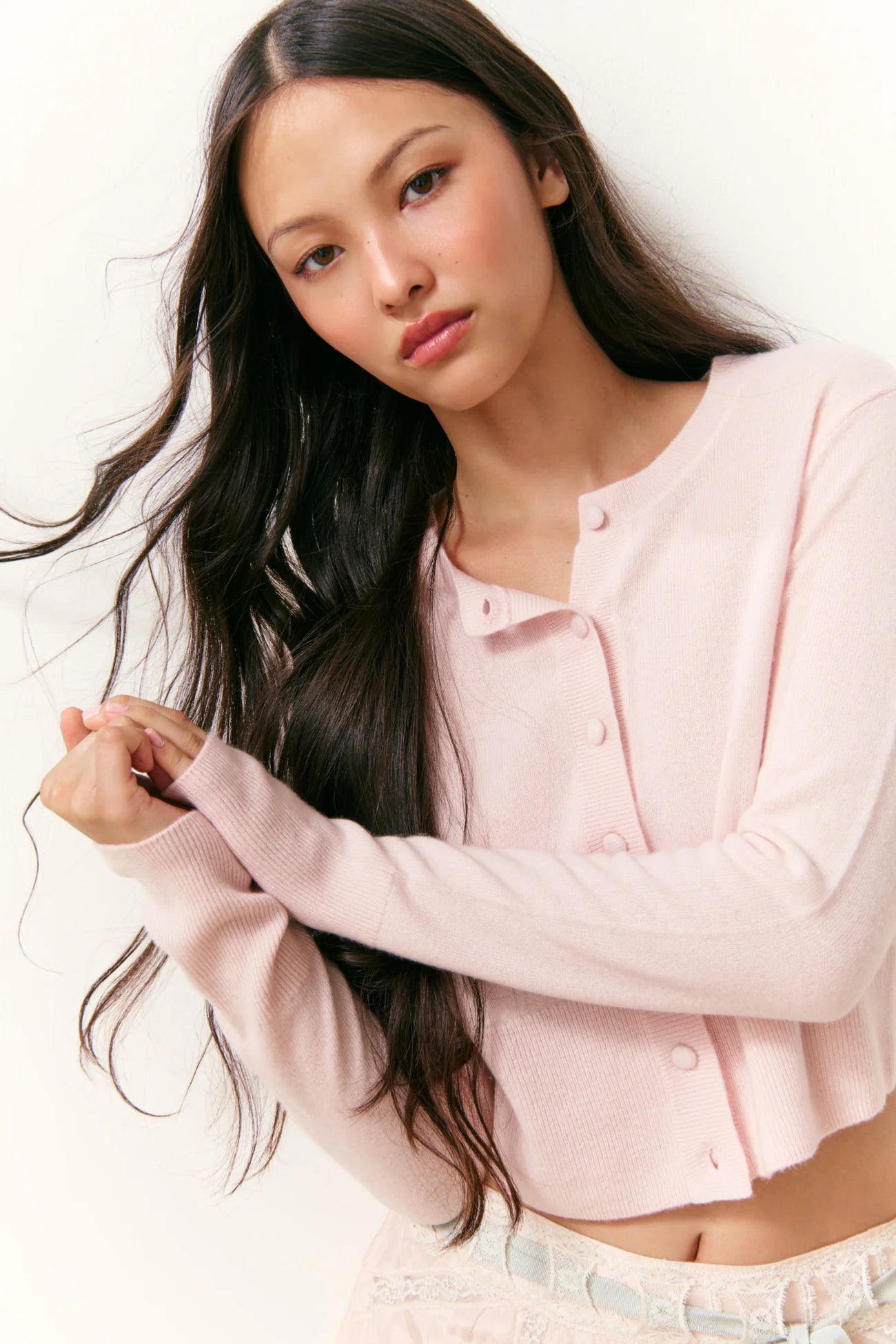 LOVESHACKFANCY - Adeanne Cardigan - Pale Pink