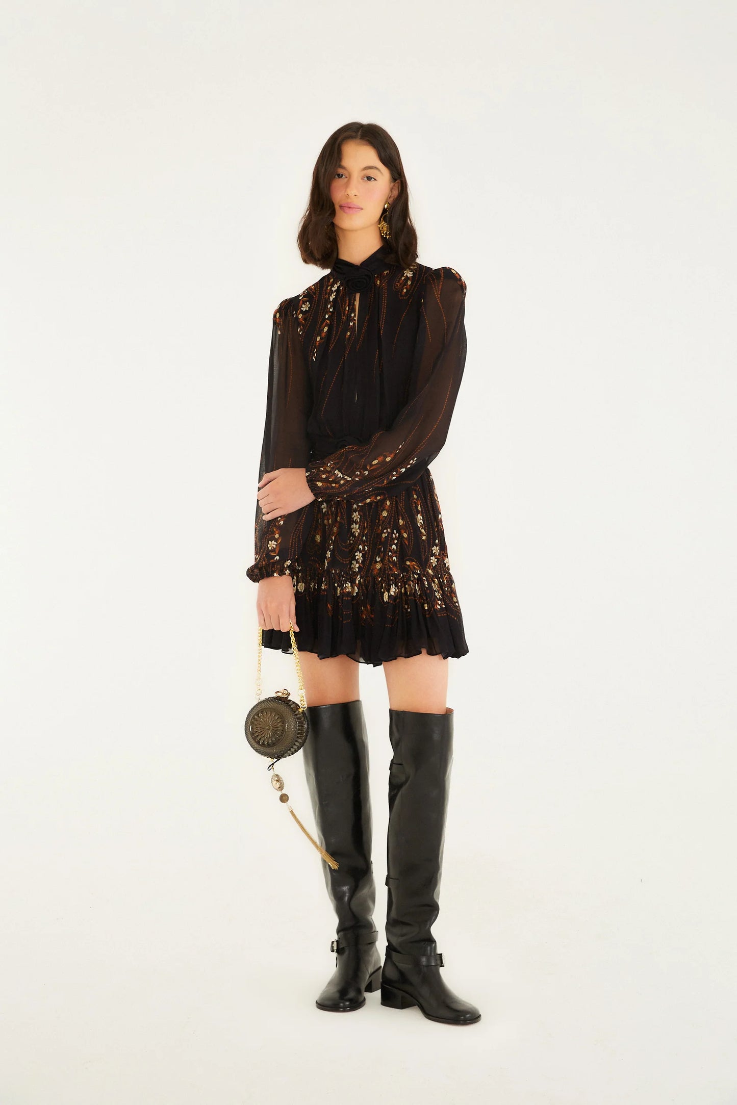 FARM Rio - Garden Silhouette Black Mini Dress