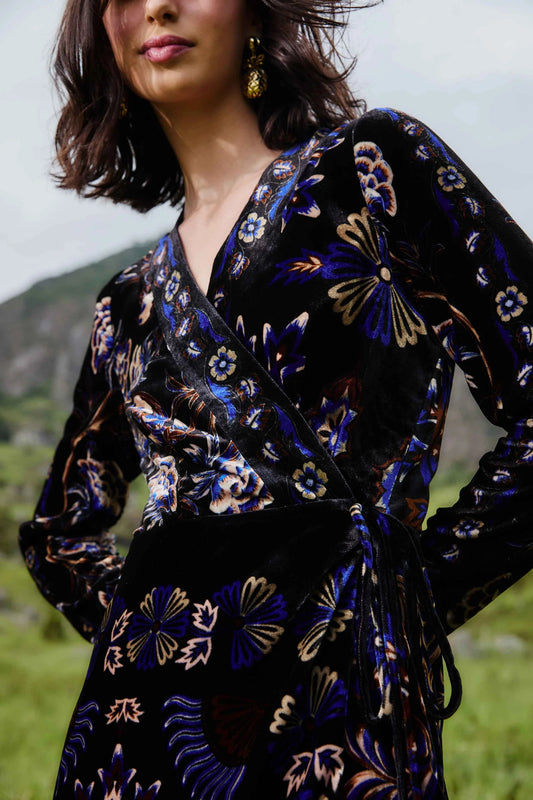 FARM Rio - Arabesque Black Wrap Mini Dress