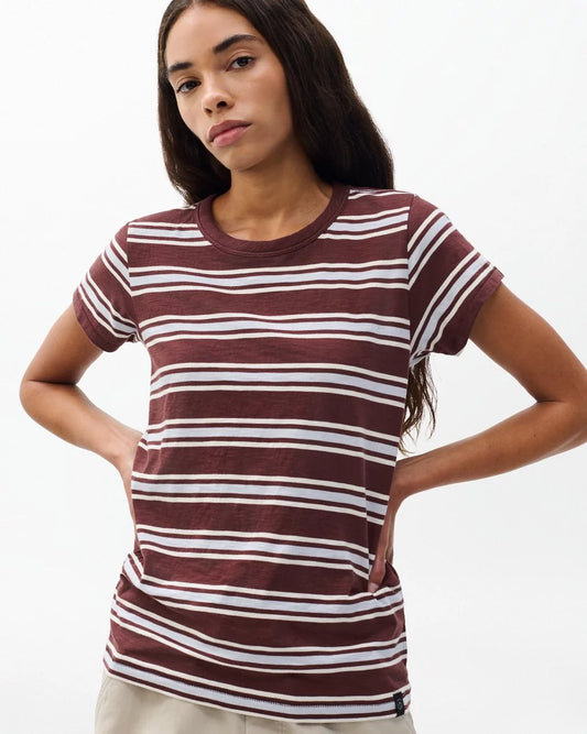 Rag & Bone - Slub Striped Tee - Brown Blue Multi