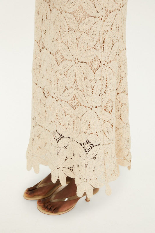 FARM Rio - One-Shoulder Crochet Flower Dress