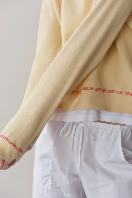 Donni - Eco-Contrast Sweatshirt - Butter/Raspberry