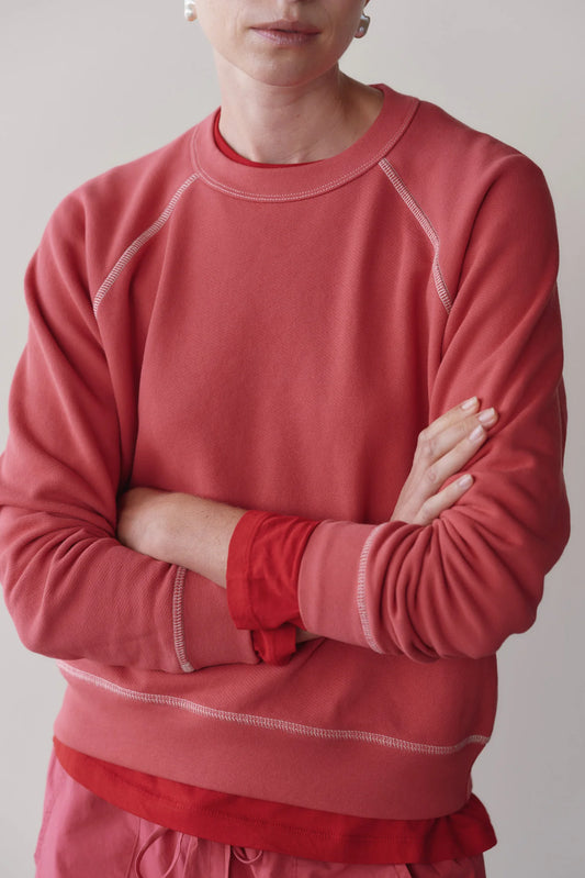 Donni - Eco-Contrast Sweatshirt - Raspberry/Cream