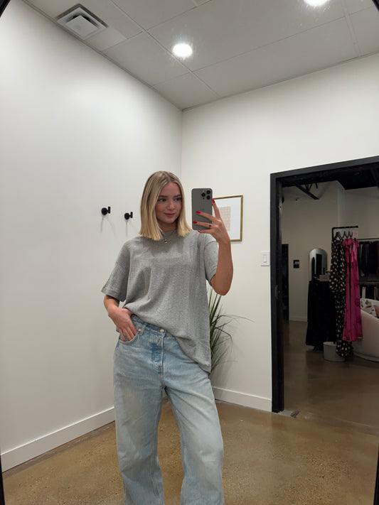 Donni - Pointelle Oversized Tee - Grey