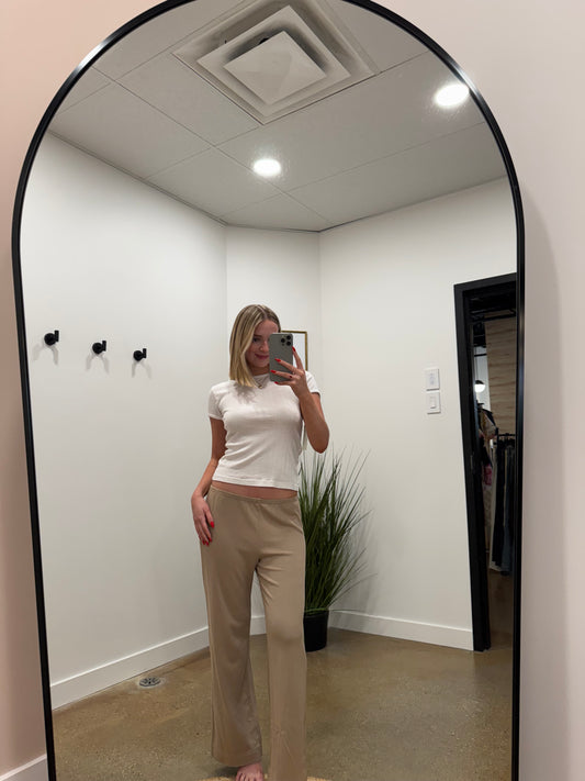 Donni - Baby Rib Scallop Contrast Pant - Shitake