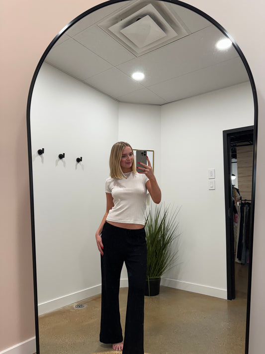 Donni - Baby Rib Scallop Contrast Pant - Jet