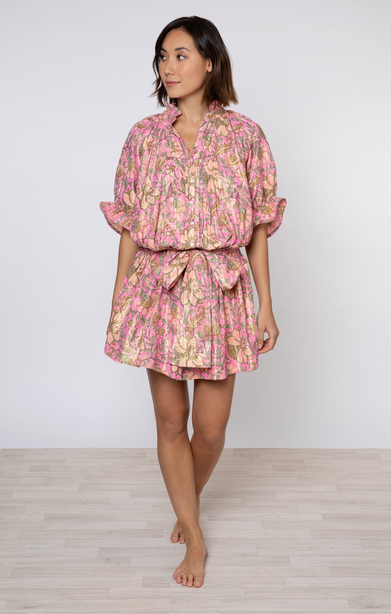 juliet dunn dress Ocean Blue V Neck Midi with Scallop Embroidery London #JD9041 CANDY Juliet Dunn Cherry Blossom Blouson