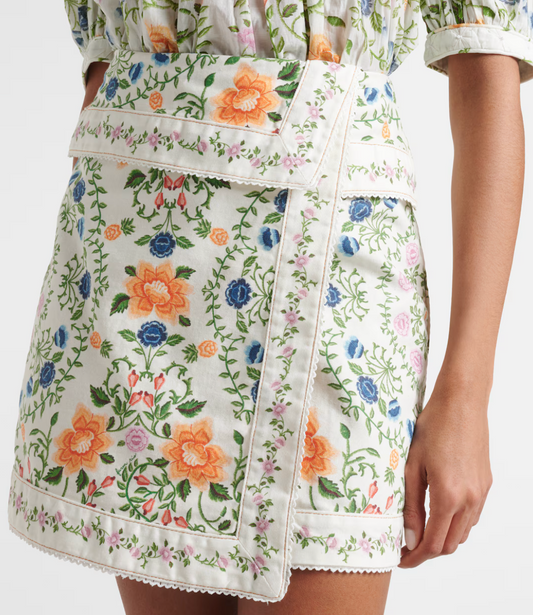 FARM Rio - Off -White Folk Floral Mini Skirt