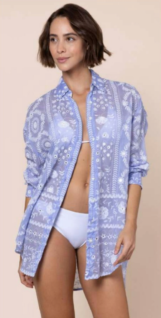 Juliet Dunn - Mexican Print Shirt with Mirrors