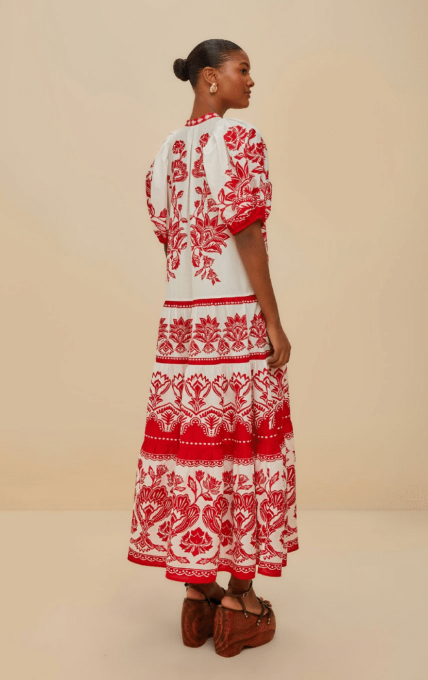 FARM Rio - Boho Garden Off-White Midi Dress