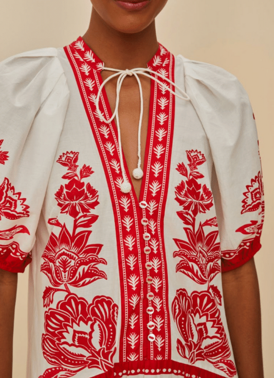 FARM Rio - Boho Garden Off-White Midi Dress