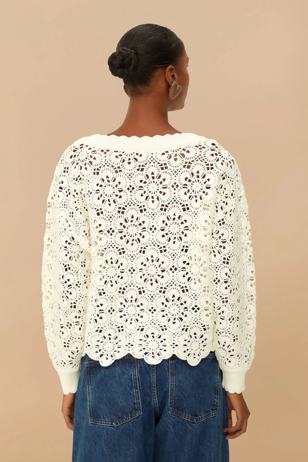 FARM Rio - Off-White Crochet Cardigan
