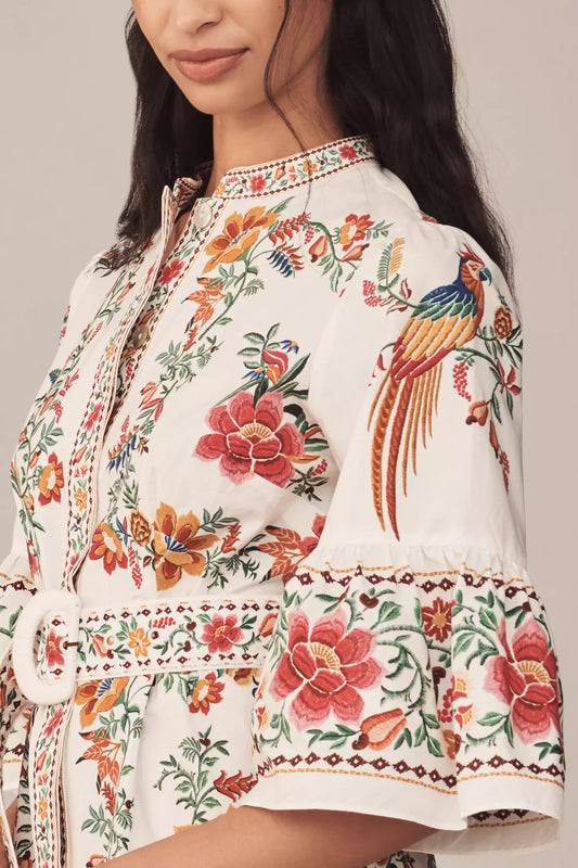 FARM Rio - Delicate Forest Scarves Mini Dress