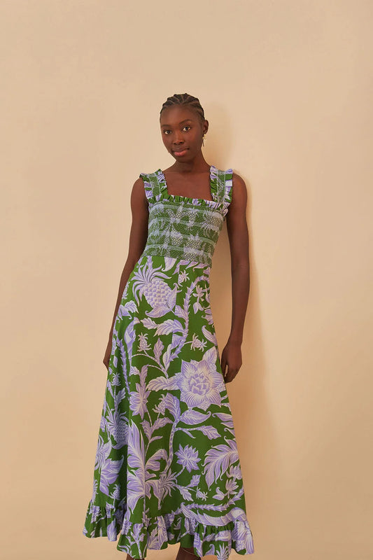 FARM Rio - Tropical Swing Green Midi Dress