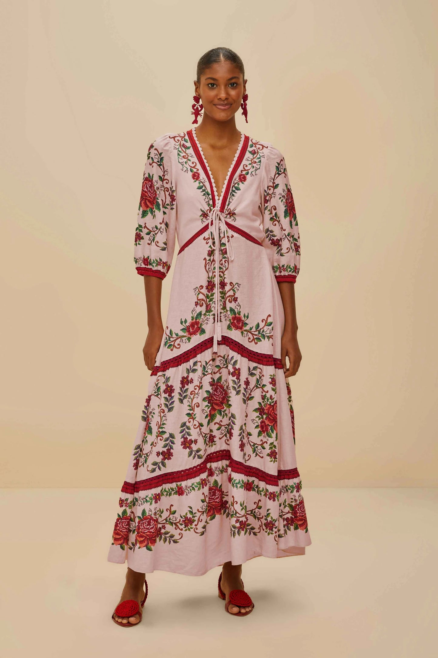 FARM Rio - Flower Tapestry Pink Maxi Dress