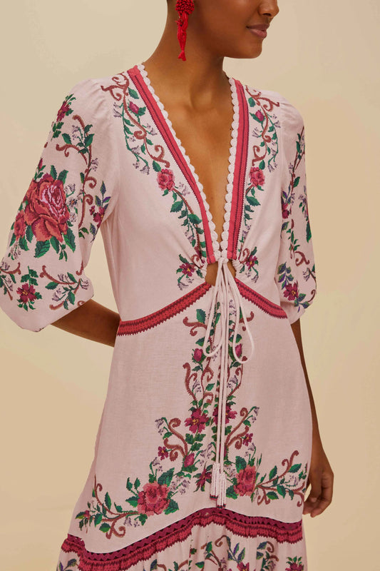 FARM Rio - Flower Tapestry Pink Maxi Dress