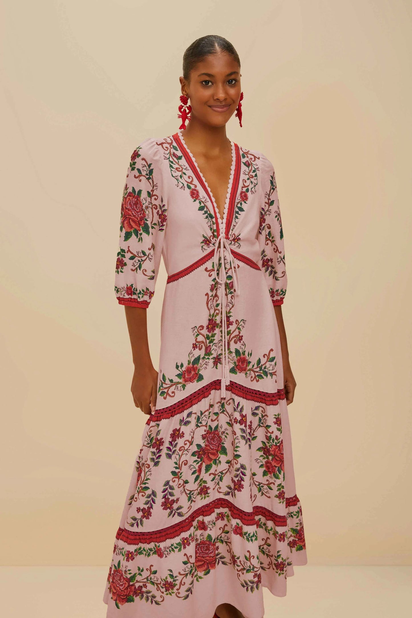 FARM Rio - Flower Tapestry Pink Maxi Dress