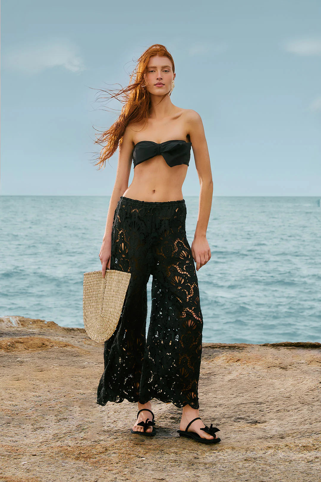 FARM Rio - Black Seashell Eyelet Pants