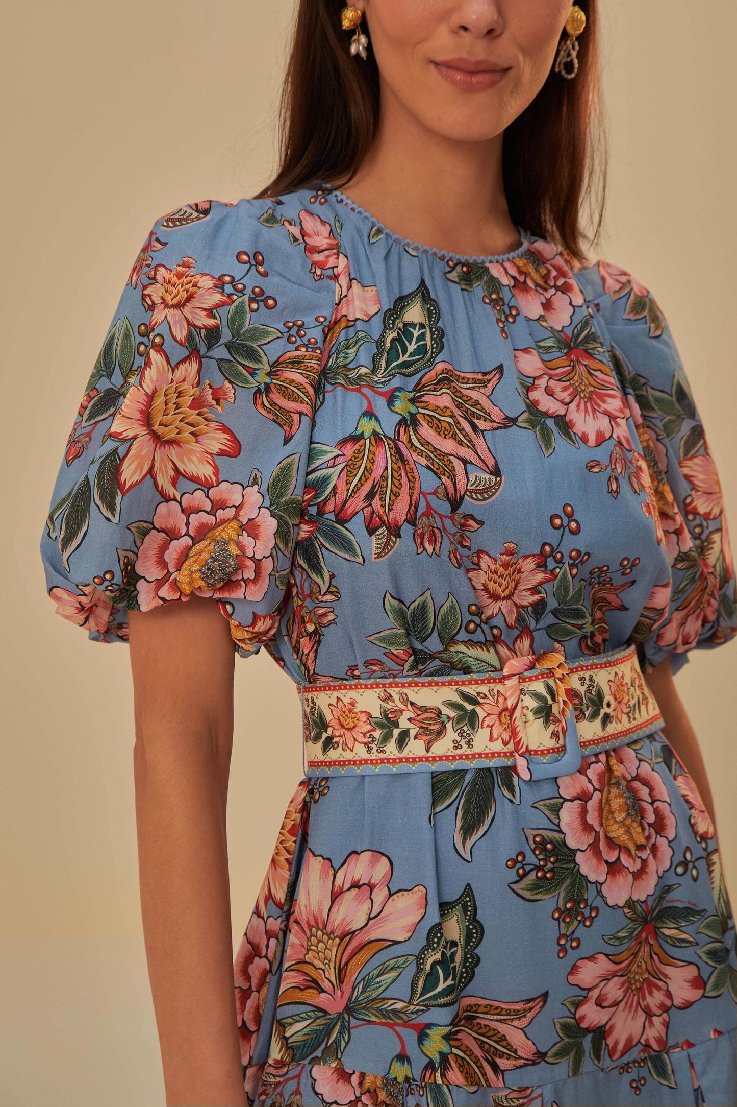 FARM Rio - Wonderful Bouquet Belted Mini Dress