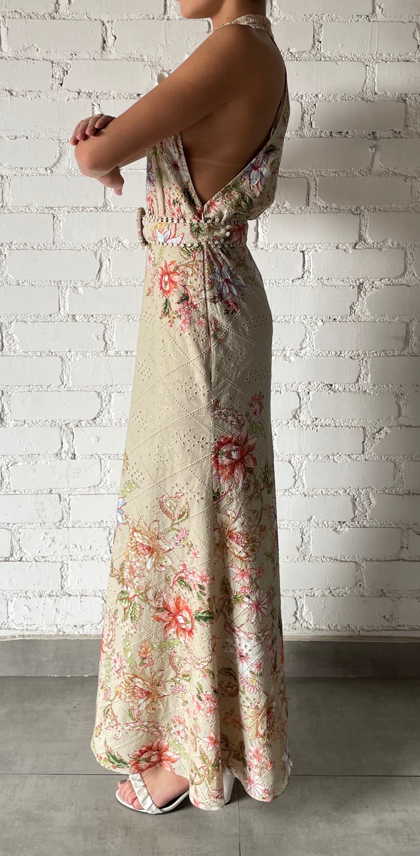 hemant and nandita long dress with buckle belt Long Dress With Buckle Belt