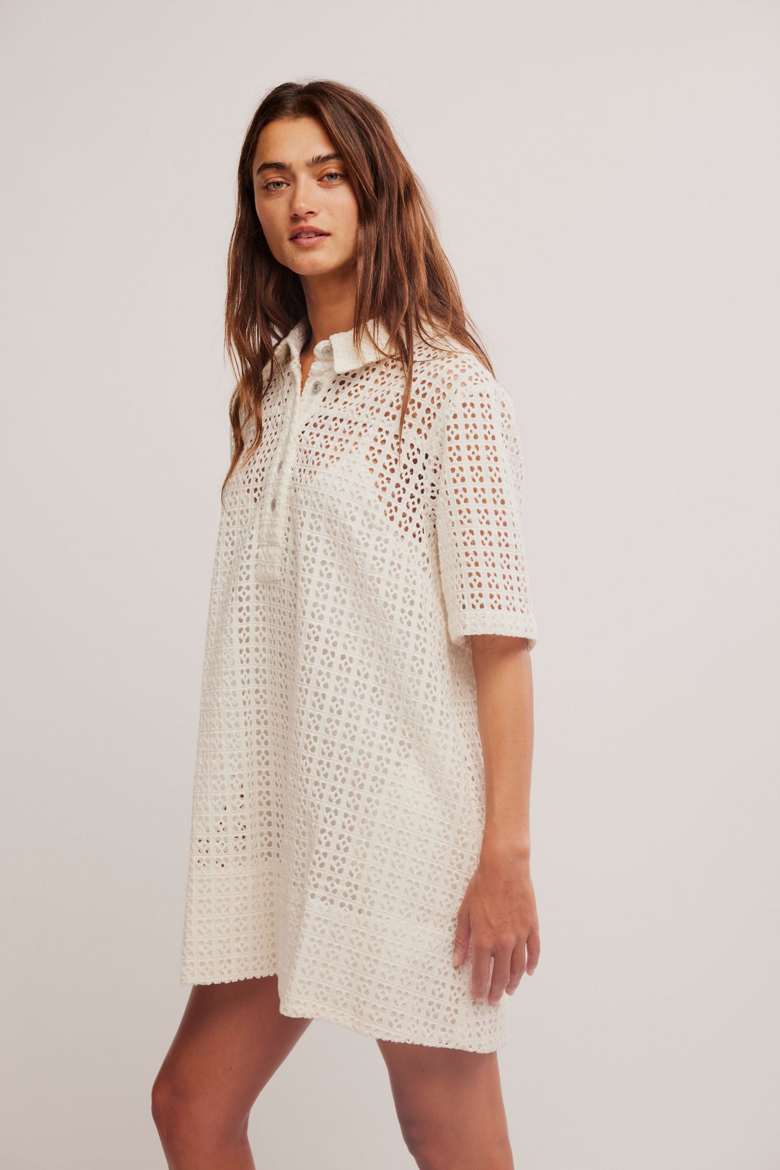free people remino eyelet mini dress Free People Remino Eyelet Mini Dress In Bright White - 30% Off