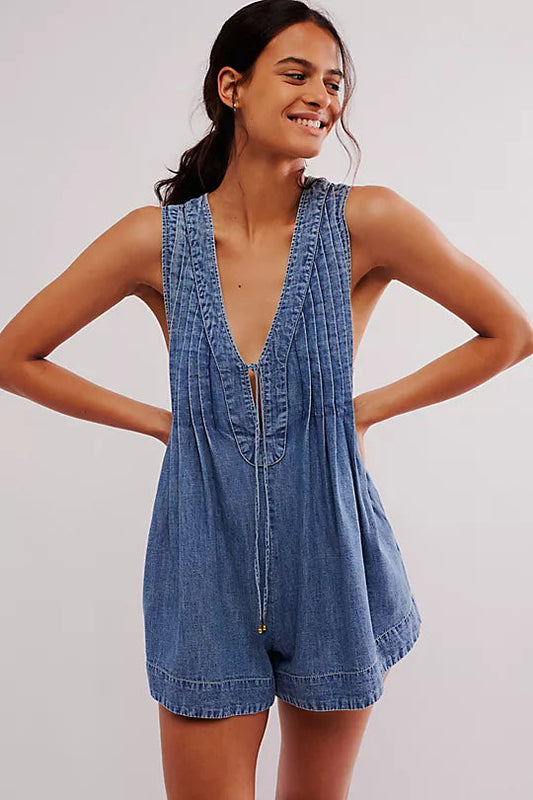 Free People - Webster Romper - Falling Rain Wash