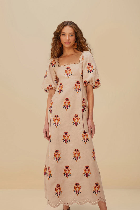 FARM Rio - Rose Embroidered Macaw Maxi Dress